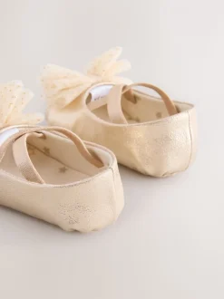 Goud - Feestelijke babyschoenen met strik (0-18mnd)