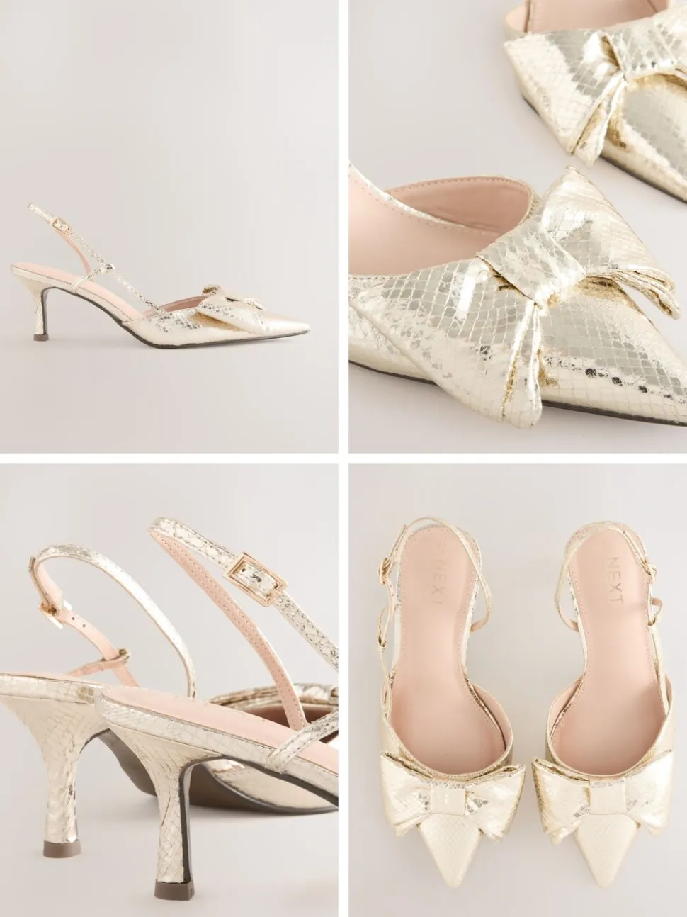 Goud - Forever Comfort® schoenen met strik, hielbandje en spitse neus