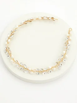 Goud - Ivory & Co bohemia haarband met kristallen en parels