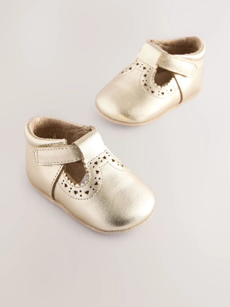 Goud - Leren babyschoen met T-bandje (0 - 24 mnd)
