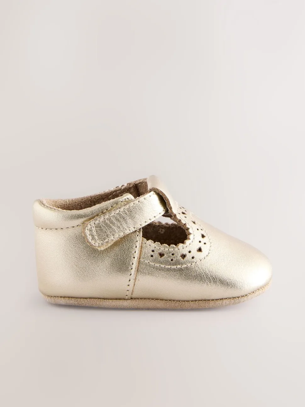 Goud - Leren babyschoen met T-bandje (0 - 24 mnd)