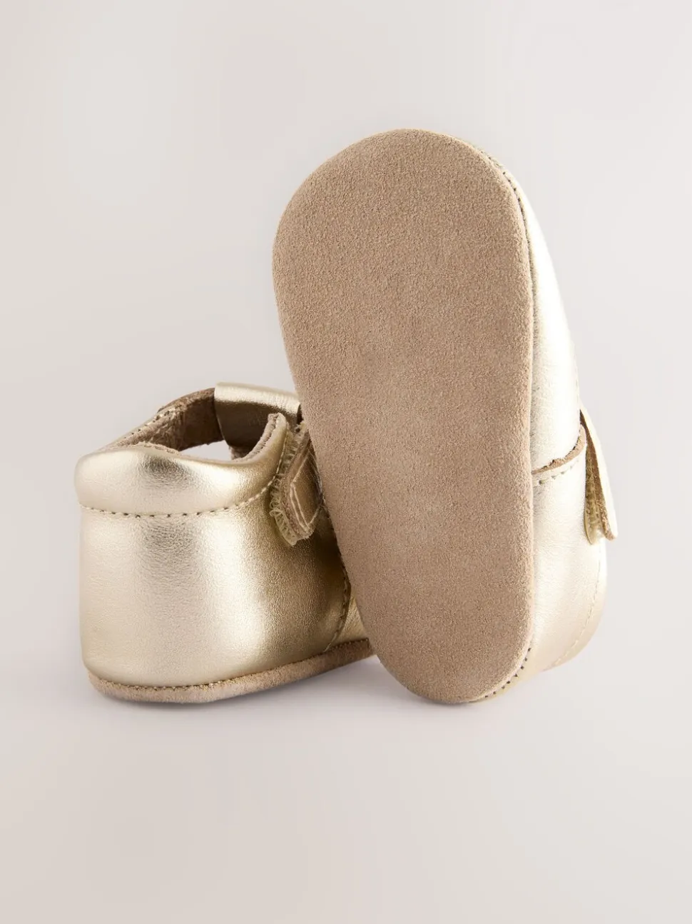 Goud - Leren babyschoen met T-bandje (0 - 24 mnd)
