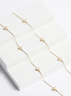 Goudkleurig - Lange draadketting met hartje