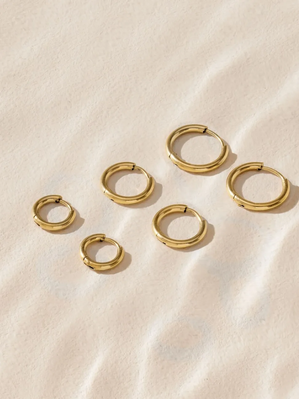 Goudkleurig - Stainless Steel Graduated Huggie Hoop Earrings 3 Pack
