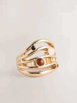 Goudkleurig - Stone Insert Ladder Ring