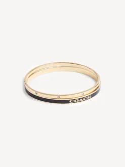 Goudkleurig/zwart - COACH COACH goudkleurige Signature Duo Bangle set in doosje