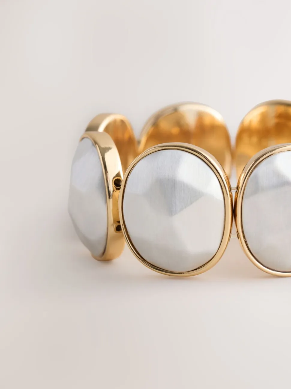 Goud-/zilverkleurig - Facetted Stone Stretch Bracelet