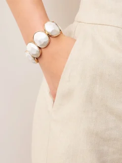 Goud-/zilverkleurig - Facetted Stone Stretch Bracelet