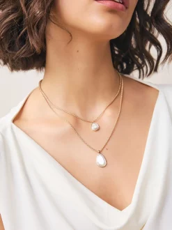 Goud-/zilverkleurig - Two Row Drop Necklace