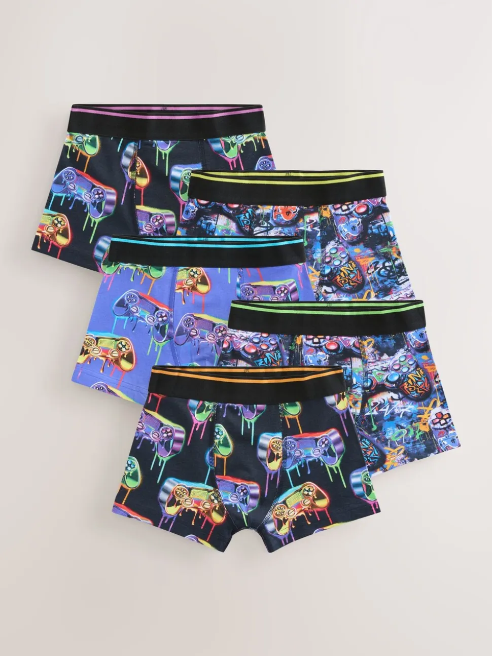 Grafittiprint gamer - Verpakking van 5 boxers (2-16jr)