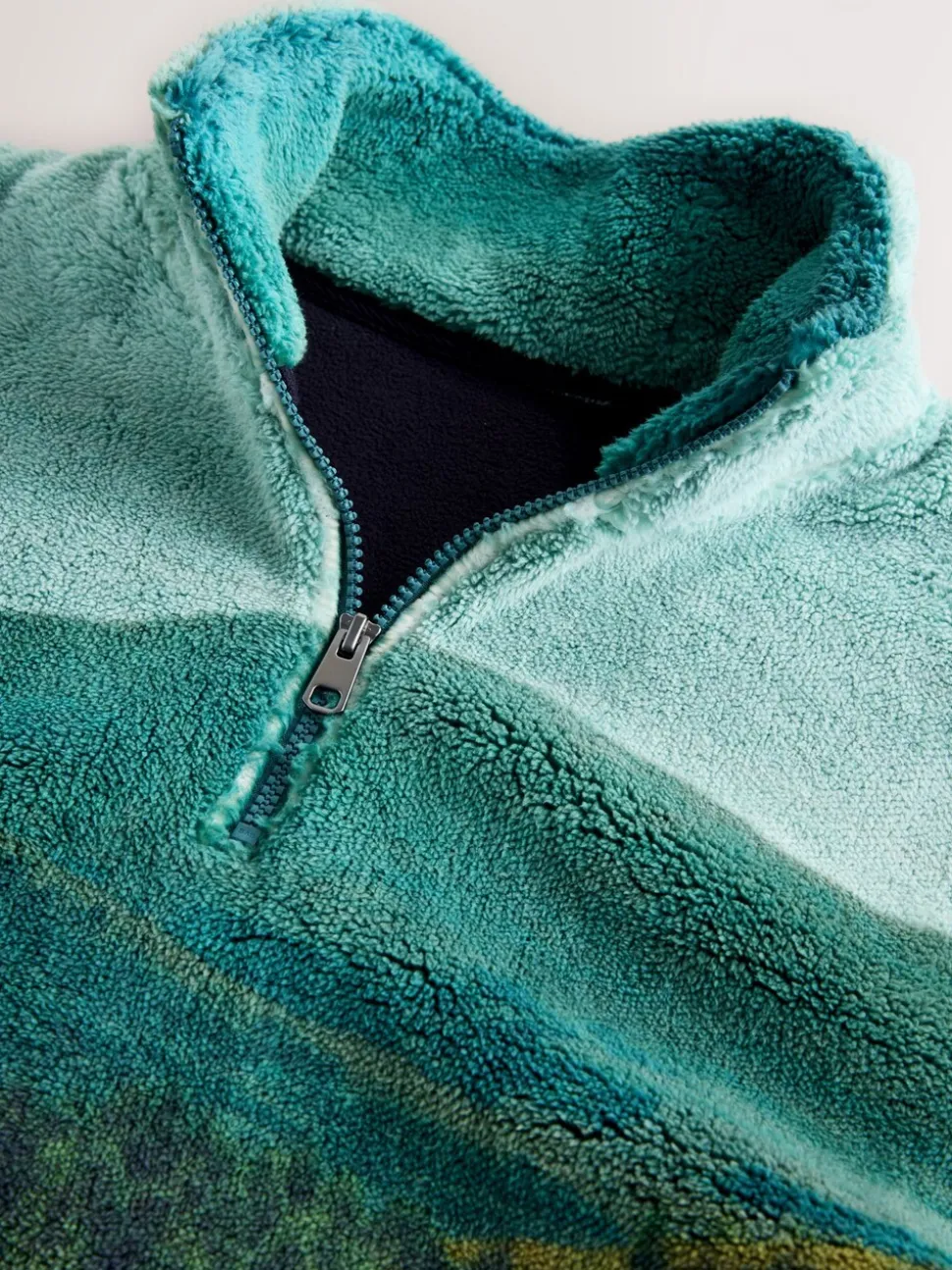 Green Deer Scene - Borg Fleece Zip Neck