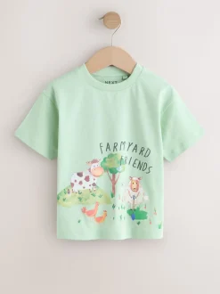 Green Watercolour Farm - Short Sleeve Graphic T-Shirts 3 Pack (3mths-7yrs)