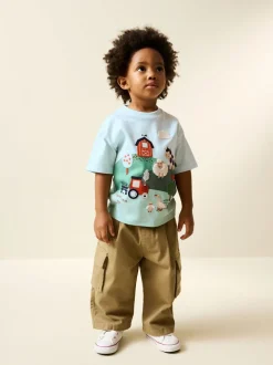Green/Blue Farm - T-shirt met korte mouwen en applicatie (3 mnd - 7 jr)
