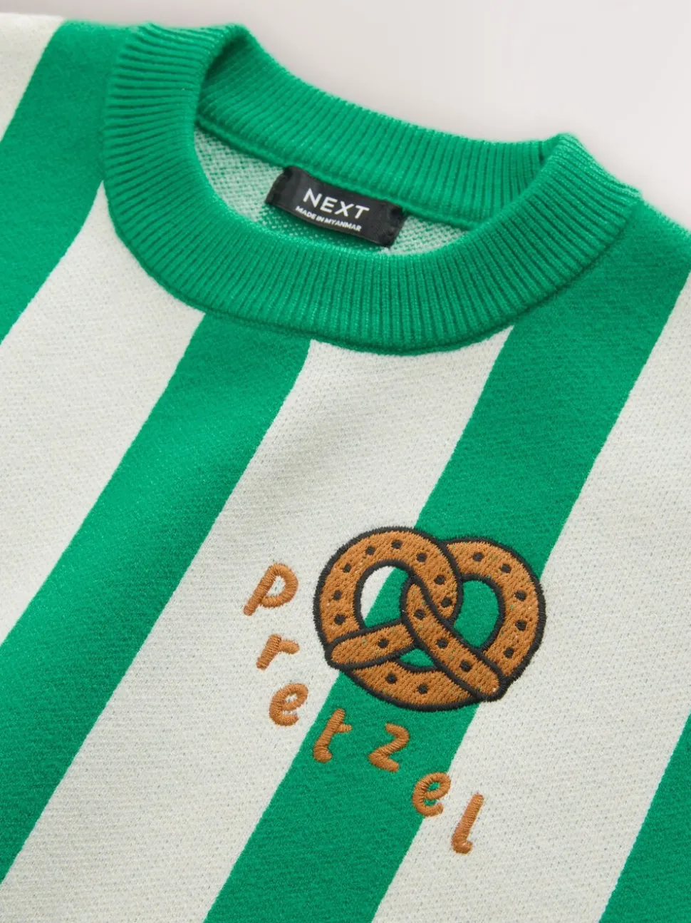Green/Ecru Pretzel - Gebreide trui met ronde hals (3 mnd - 7 jr)