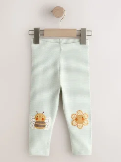 Green/Ecru Stripe Bee - Versierde leggings (3 mnd-7 jr)