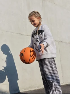 Grey/Gingham Dog - Sweatshirt and Wide Leg Trousers Set (3-16yrs)
