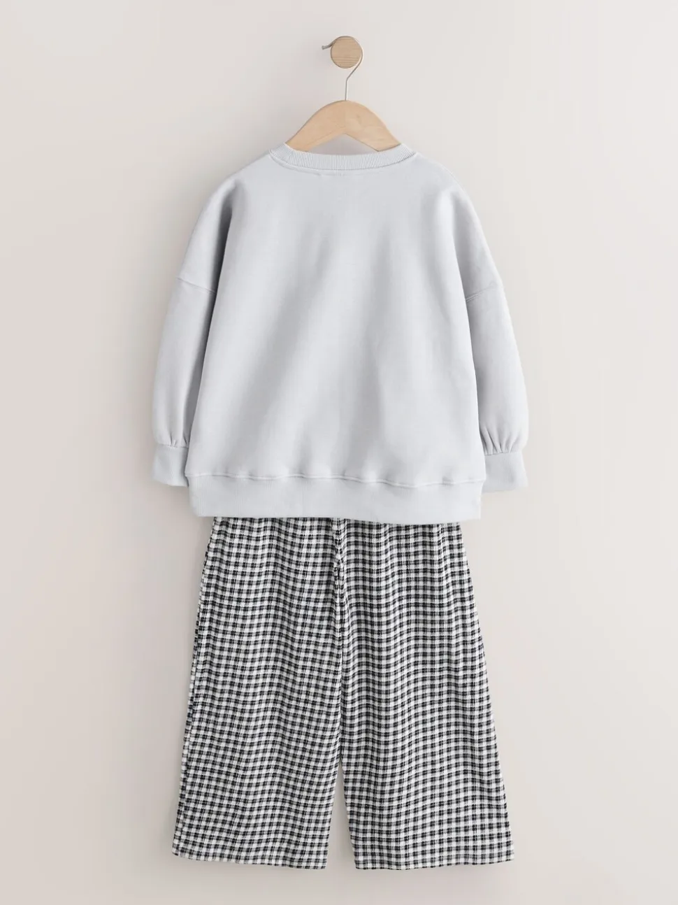 Grey/Gingham Dog - Sweatshirt and Wide Leg Trousers Set (3-16yrs)