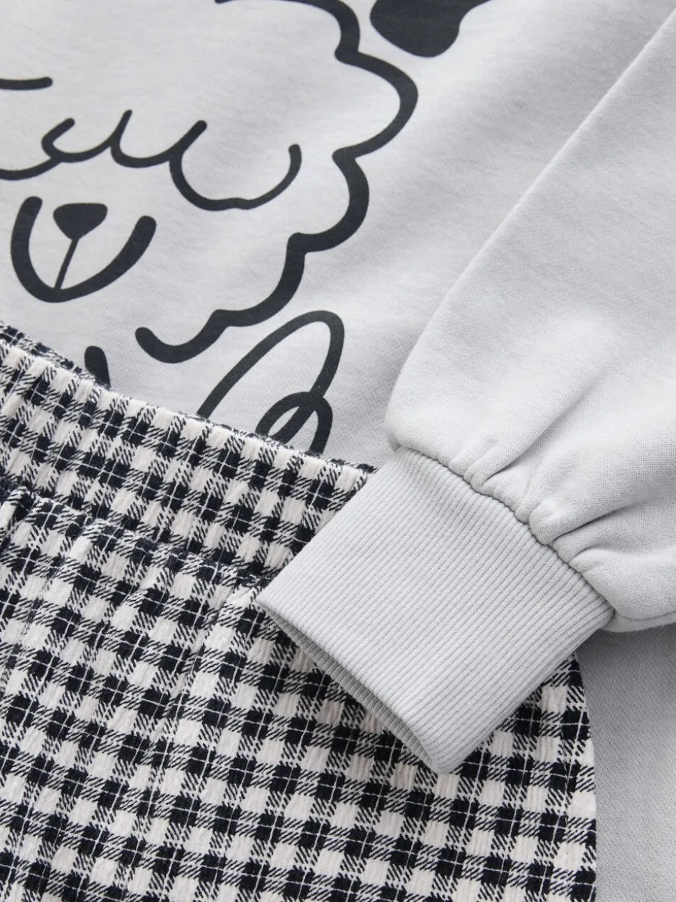 Grey/Gingham Dog - Sweatshirt and Wide Leg Trousers Set (3-16yrs)