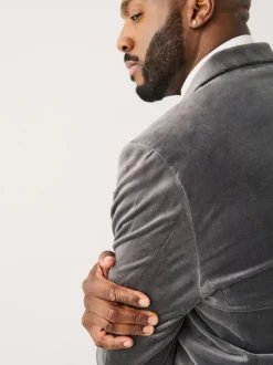 Grijs - Aansluitend - Motionflex stretchyfluwelen Blazer