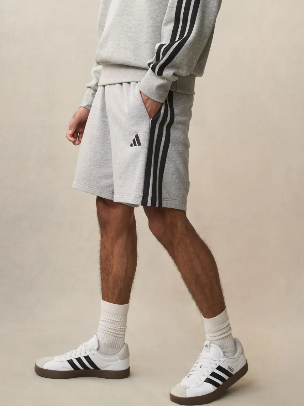 Grijs - adidas Essential 3-Stripes French Terry Shorts