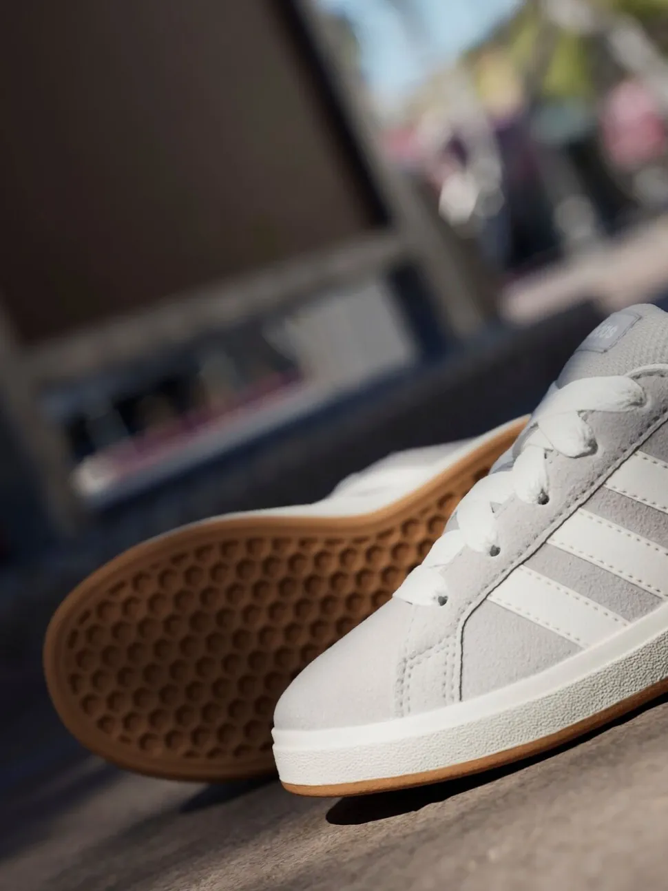 Grijs - adidas Grand Court 00s Suede Lace Kids Trainers