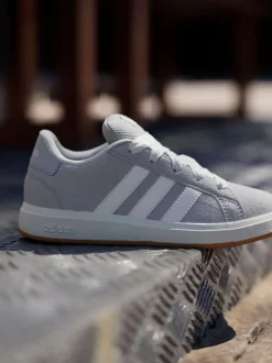 Grijs - adidas Grand Court 00s Suede Lace Kids Trainers