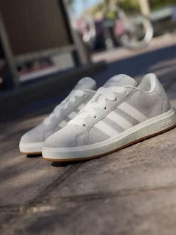 Grijs - adidas Grand Court 00s Suede Lace Kids Trainers