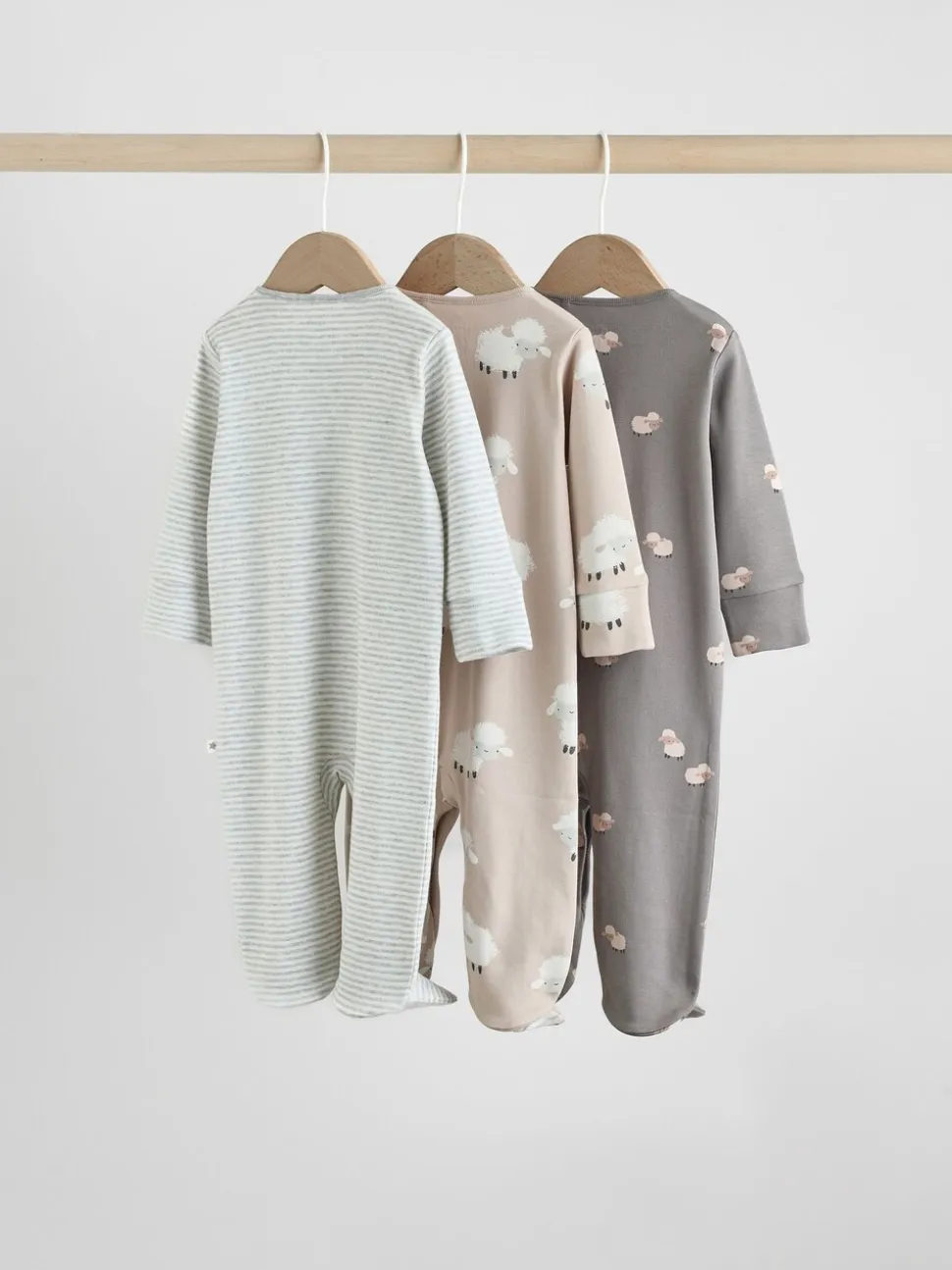 Grijs - Baby Popper Sleepsuits 3 Pack