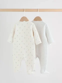 Grijs - Baby Quilted Sleepsuits 2 Pack