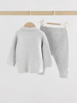 Grijs - Babyset met gebreide trui en legging (0mnd-2jr)