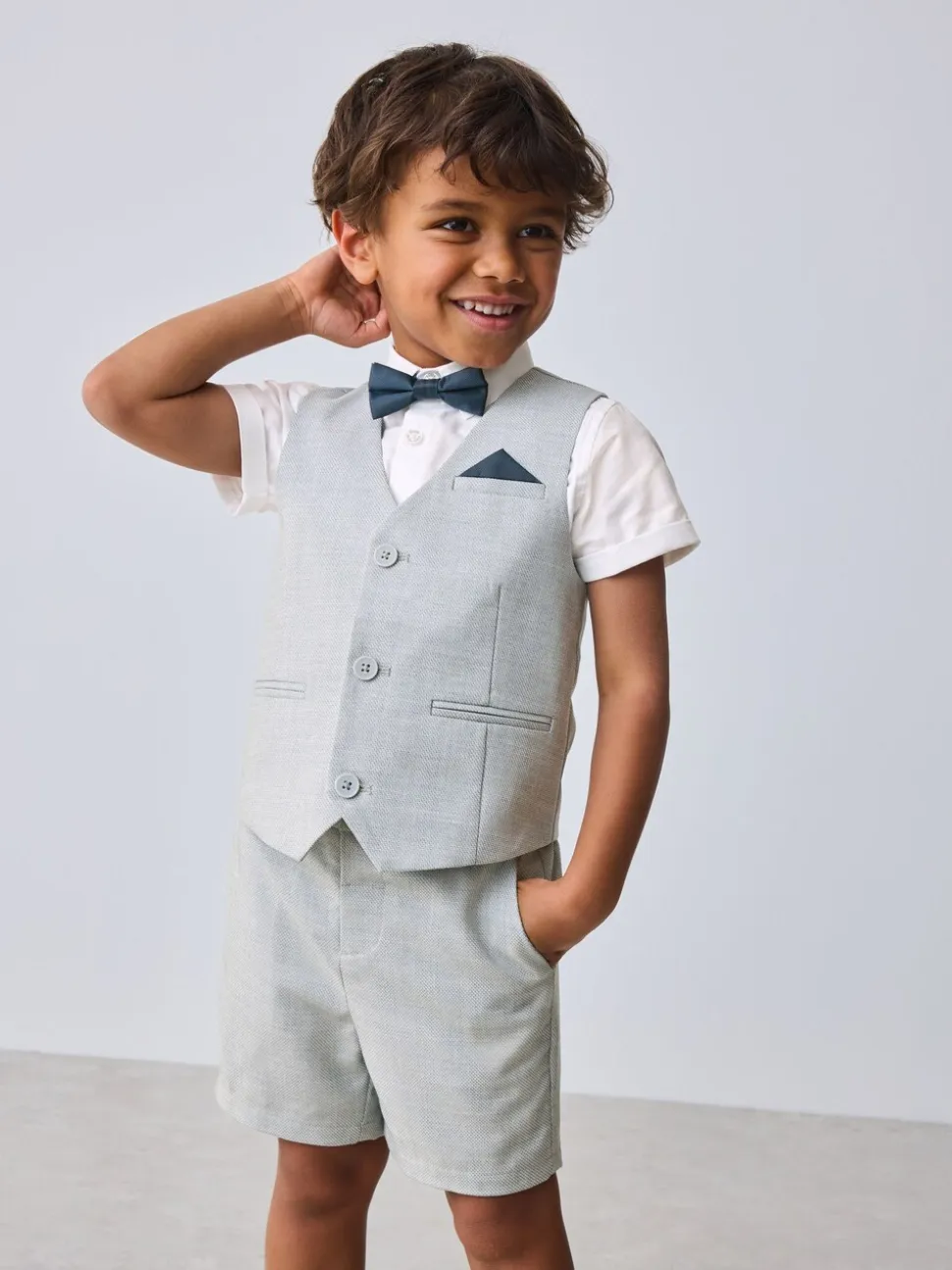Grijs - Baker By Ted Baker set van overhemd, gilet en short
