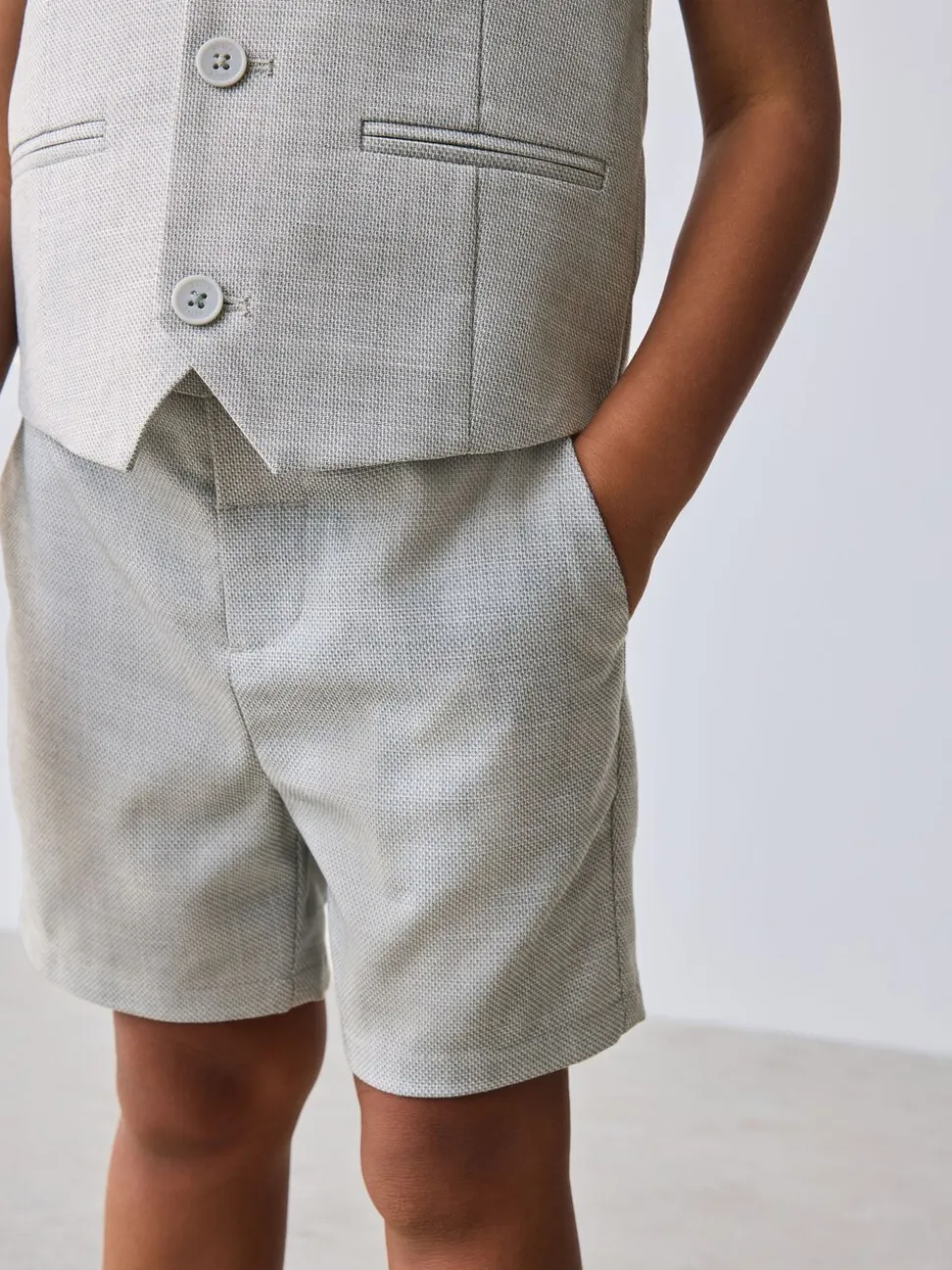 Grijs - Baker By Ted Baker set van overhemd, gilet en short