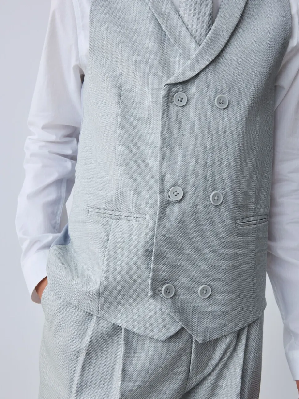Grijs - Baker by Ted Baker Waistcoat, Shirt And Tie Set