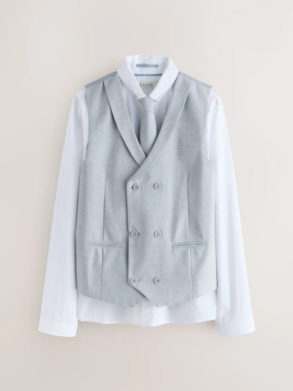Grijs - Baker by Ted Baker Waistcoat, Shirt And Tie Set