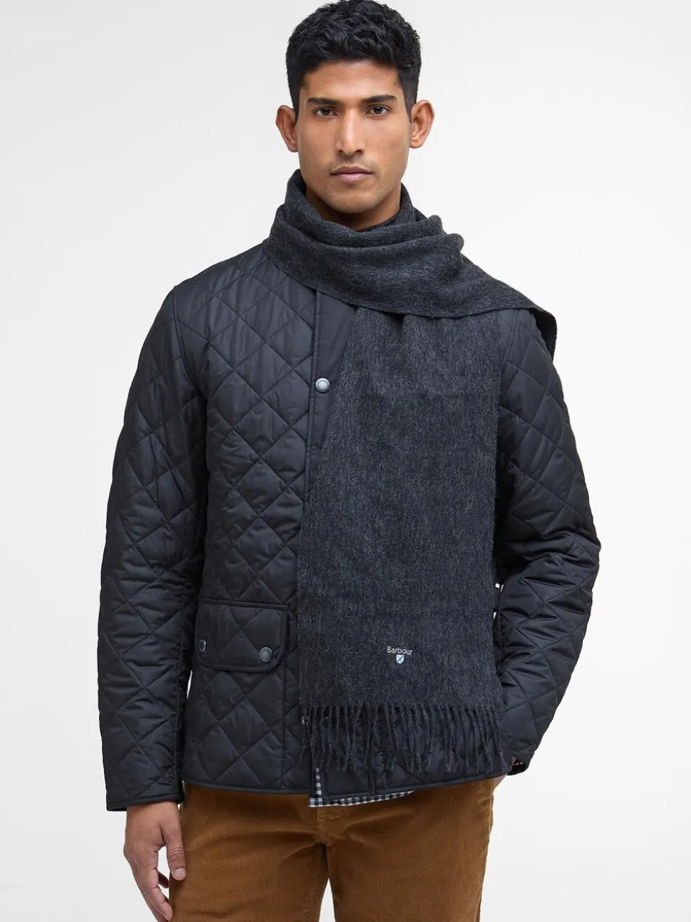 Grijs - Barbour® effen lamswollen sjaal