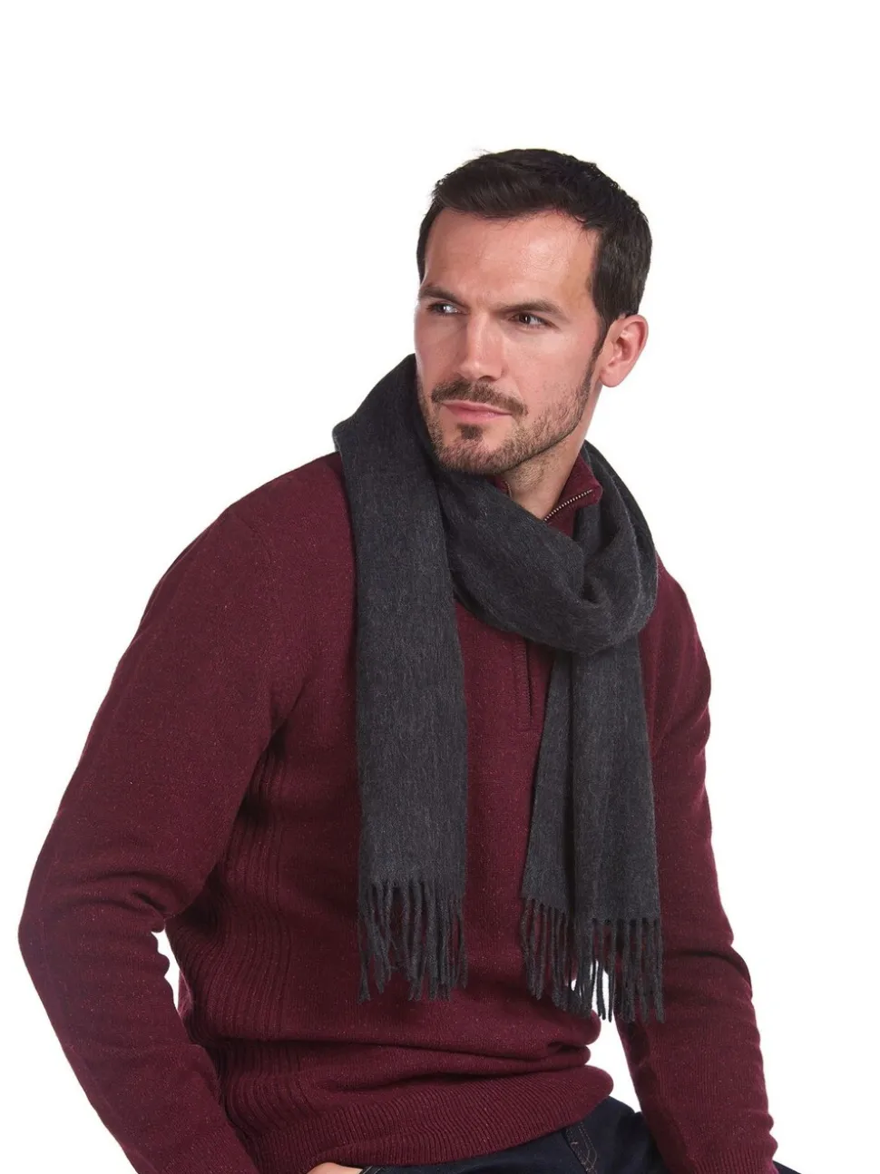 Grijs - Barbour® effen lamswollen sjaal