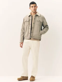 Grijs - Borg Lined Trucker Jacket