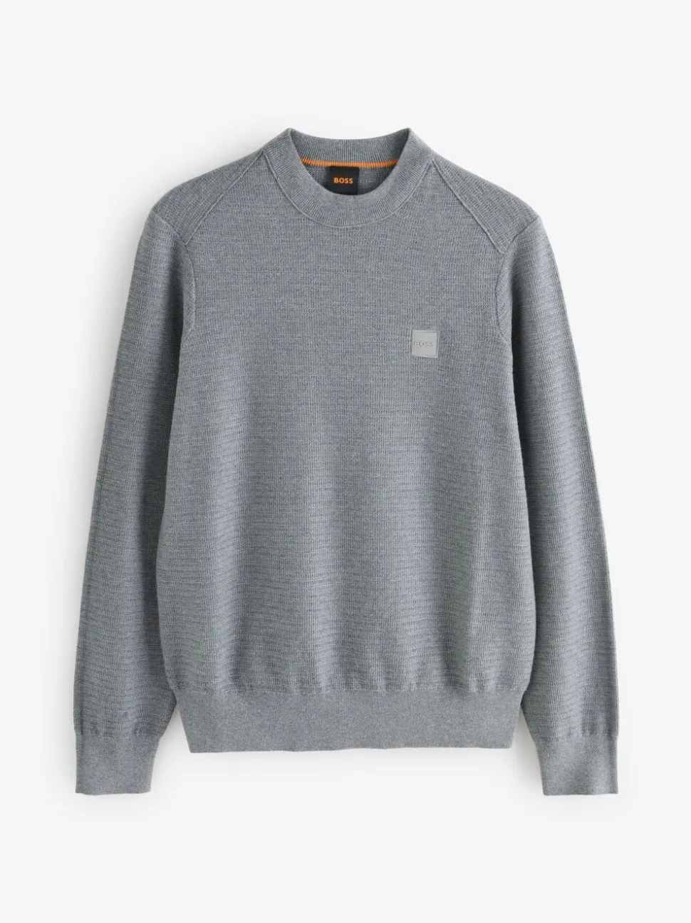 Grijs - BOSS Anion Regular Fit gebreide trui van kasjmierblend met logopatch