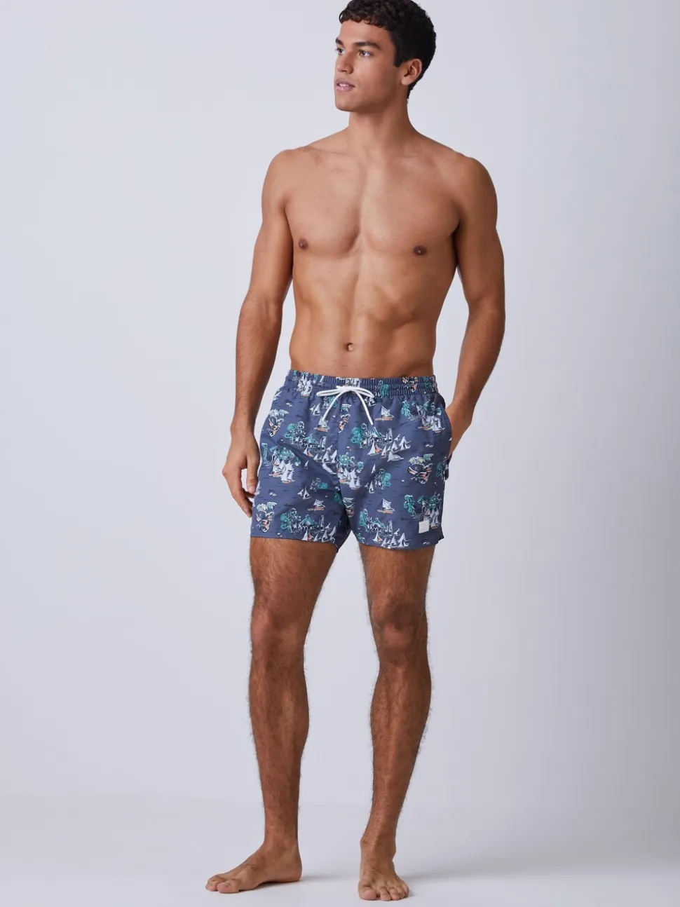 Grijs - BOSS Piranha Printed Swim Shorts