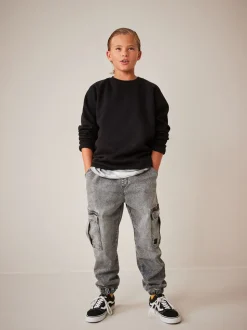 Grijs - Cargo jeans met elastische taille (3-16 jr)
