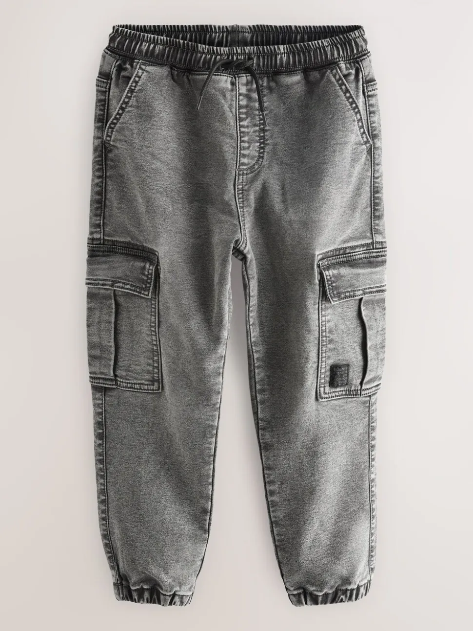 Grijs - Cargo jeans met elastische taille (3-16 jr)