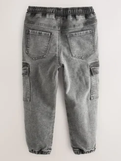Grijs - Cargo jeans met elastische taille (3-16 jr)
