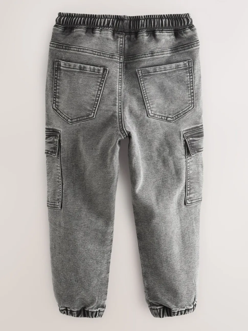 Grijs - Cargo jeans met elastische taille (3-16 jr)