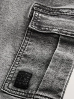 Grijs - Cargo jeans met elastische taille (3-16 jr)