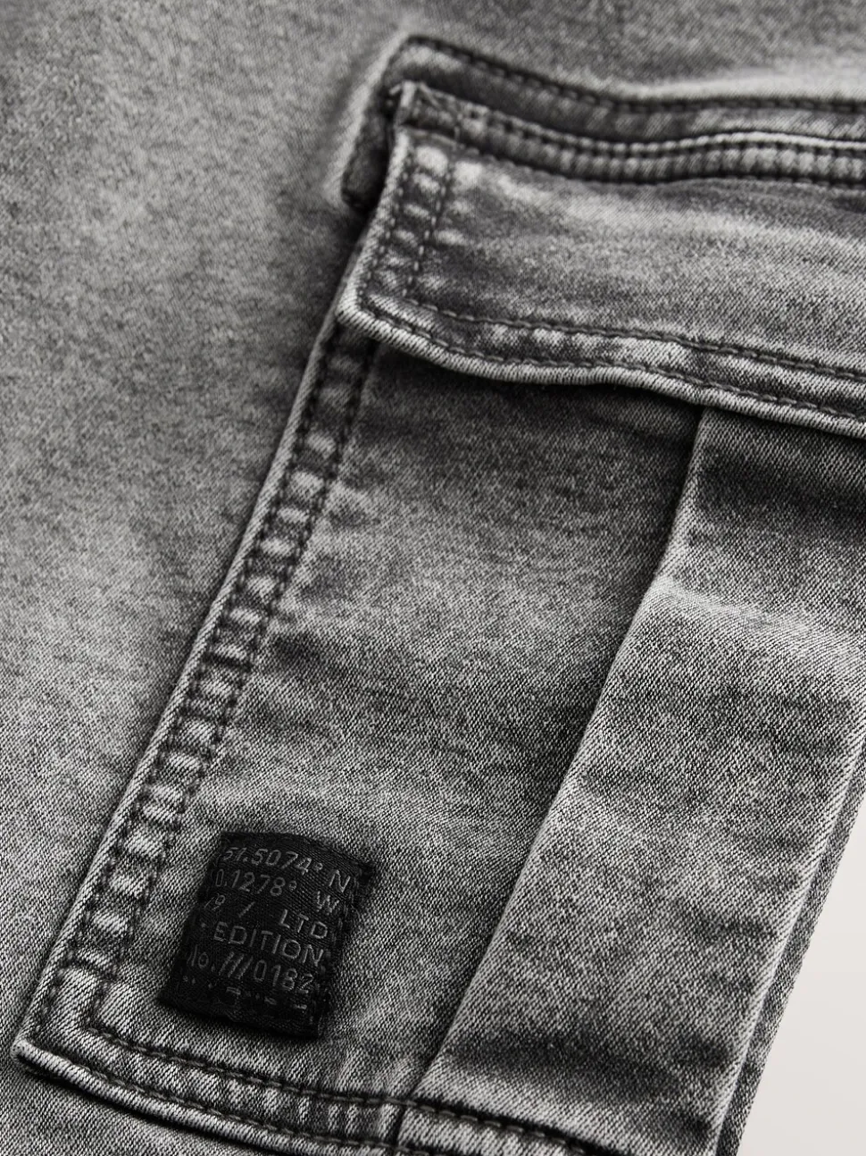 Grijs - Cargo jeans met elastische taille (3-16 jr)