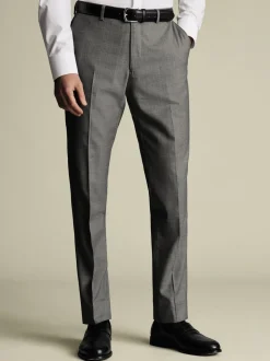 Grijs - Charles Tyrwhitt Slim Fit Sharkskin Trousers