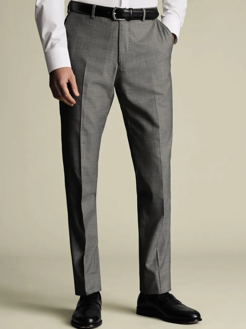 Grijs - Charles Tyrwhitt Slim Fit Sharkskin Trousers
