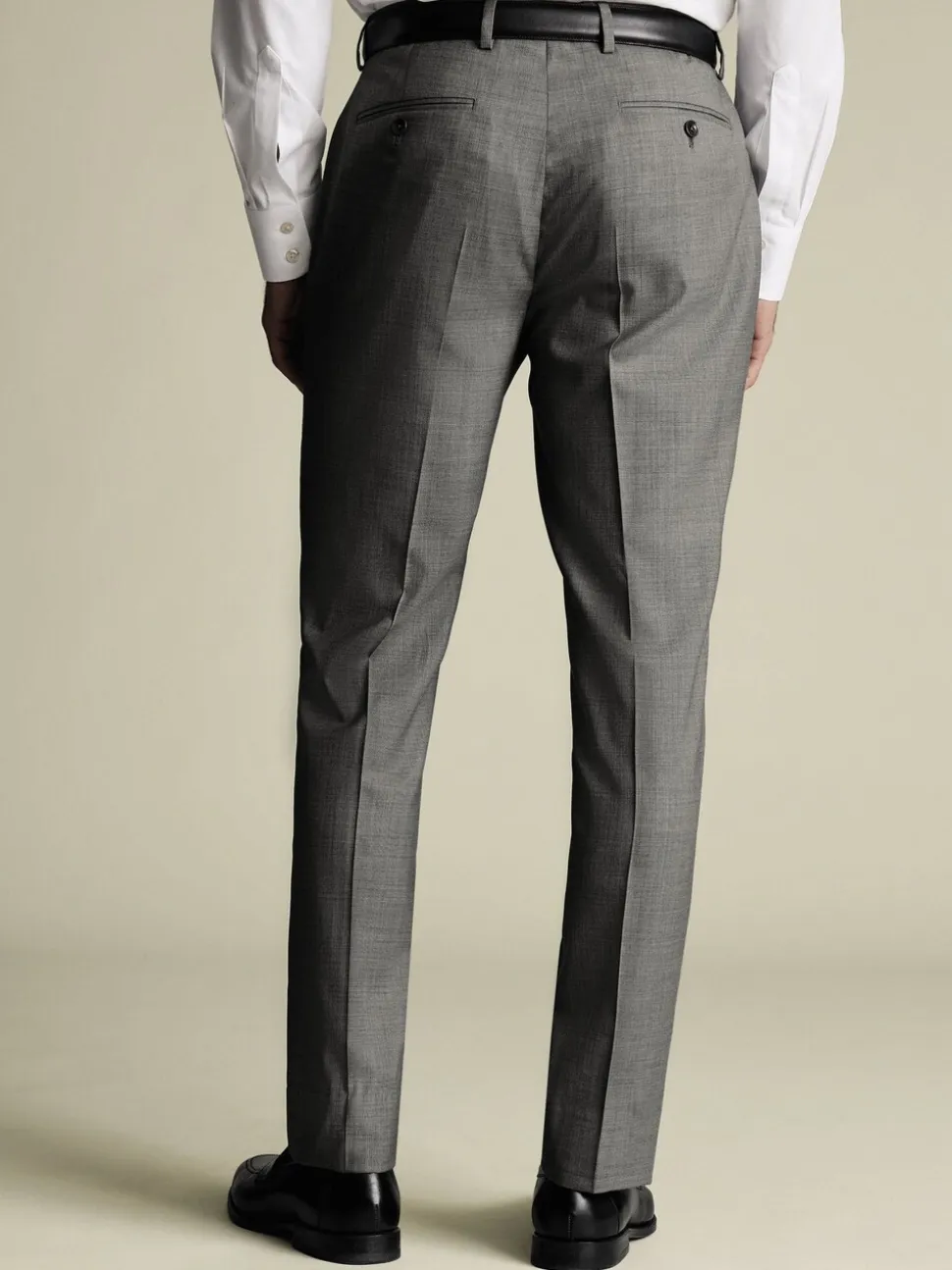 Grijs - Charles Tyrwhitt Slim Fit Sharkskin Trousers
