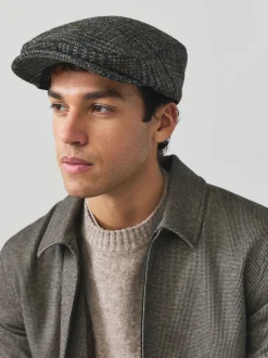 Grijs - Check Harris Tweed Flat Cap