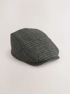 Grijs - Check Harris Tweed Flat Cap